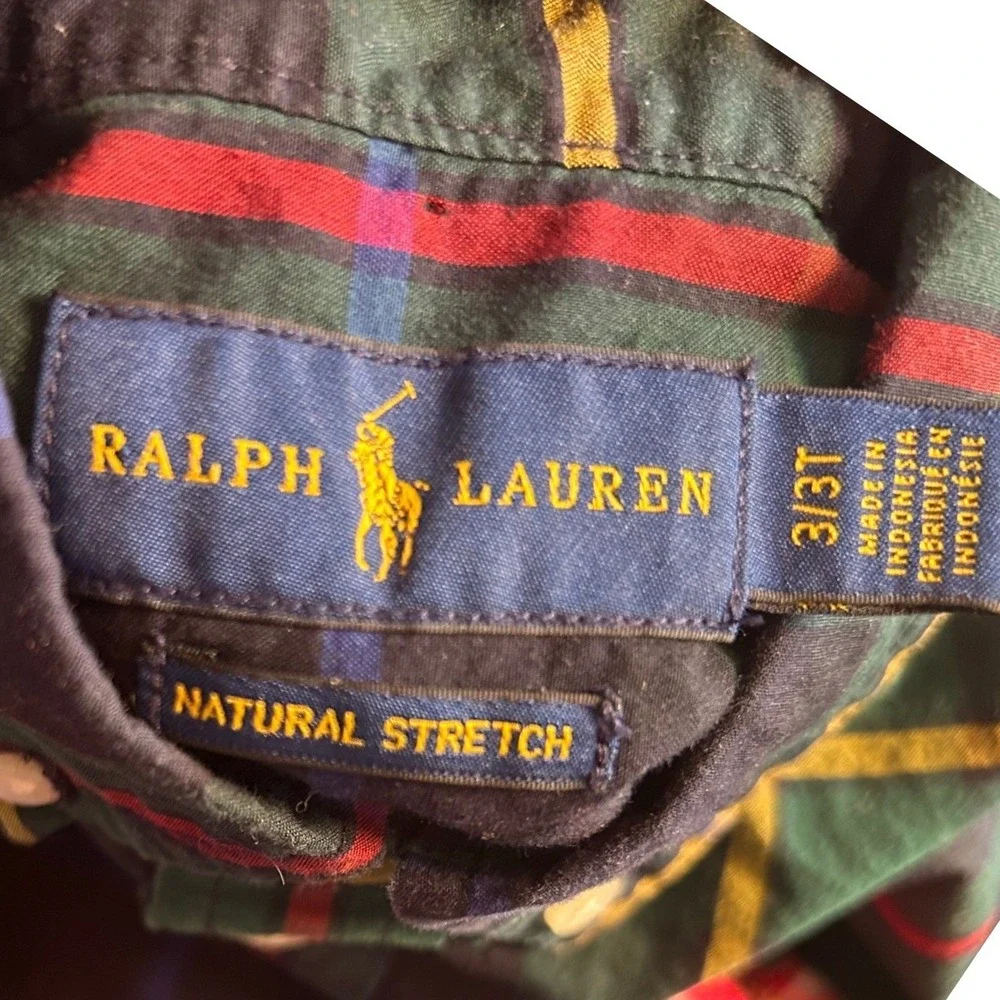 Ralph Lauren Bundle Set Kids Plaid Button Down Shirt‎ 3T Red Blue Green Classic